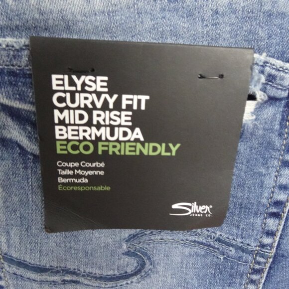 Silver Jeans Co. Denim Shorts Women's Plus Size 18W Blue Stretch Curvy Fit - Picture 6 of 12